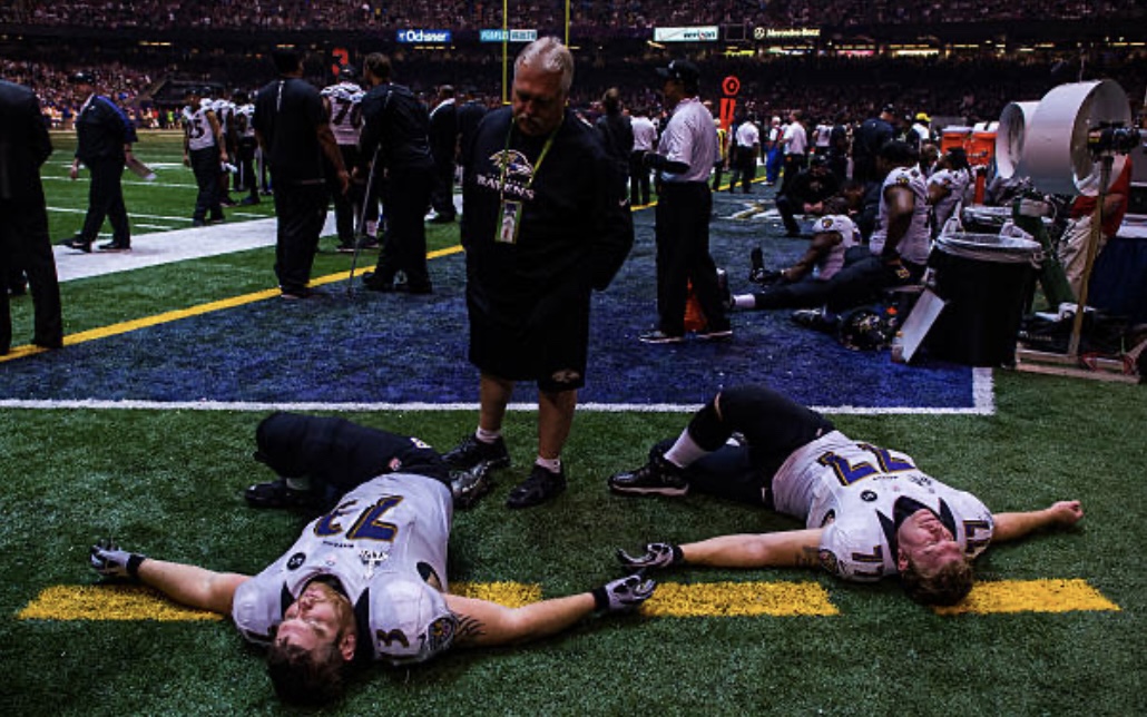 Roger Erickson on the sideline during the Baltimore Ravens 2013 Super Bowl XLVII run