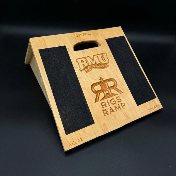 RIGS RAMP Team Edition slant board with custom engraved team logo for gyms and athletic programs